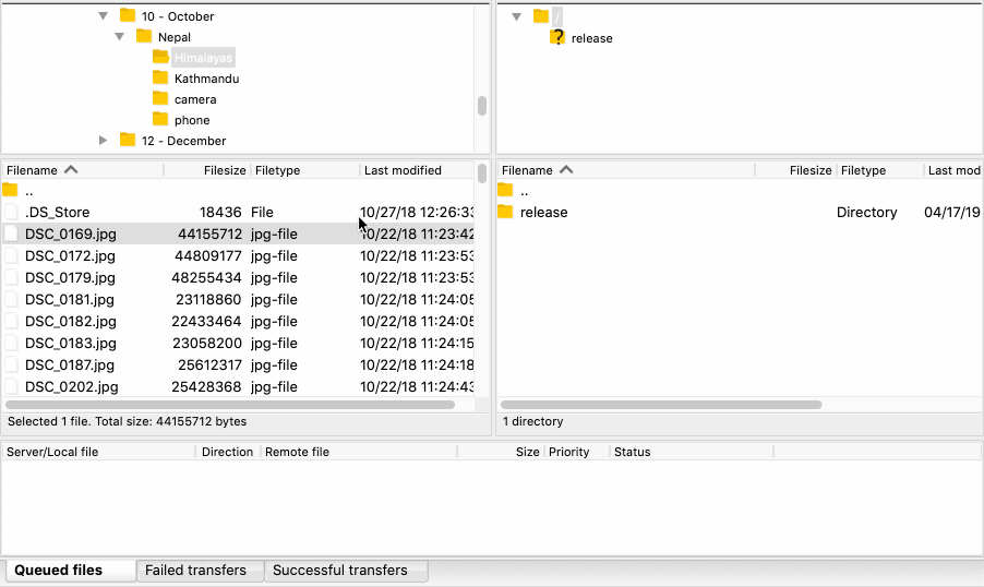 FileZilla upload to FTP server
