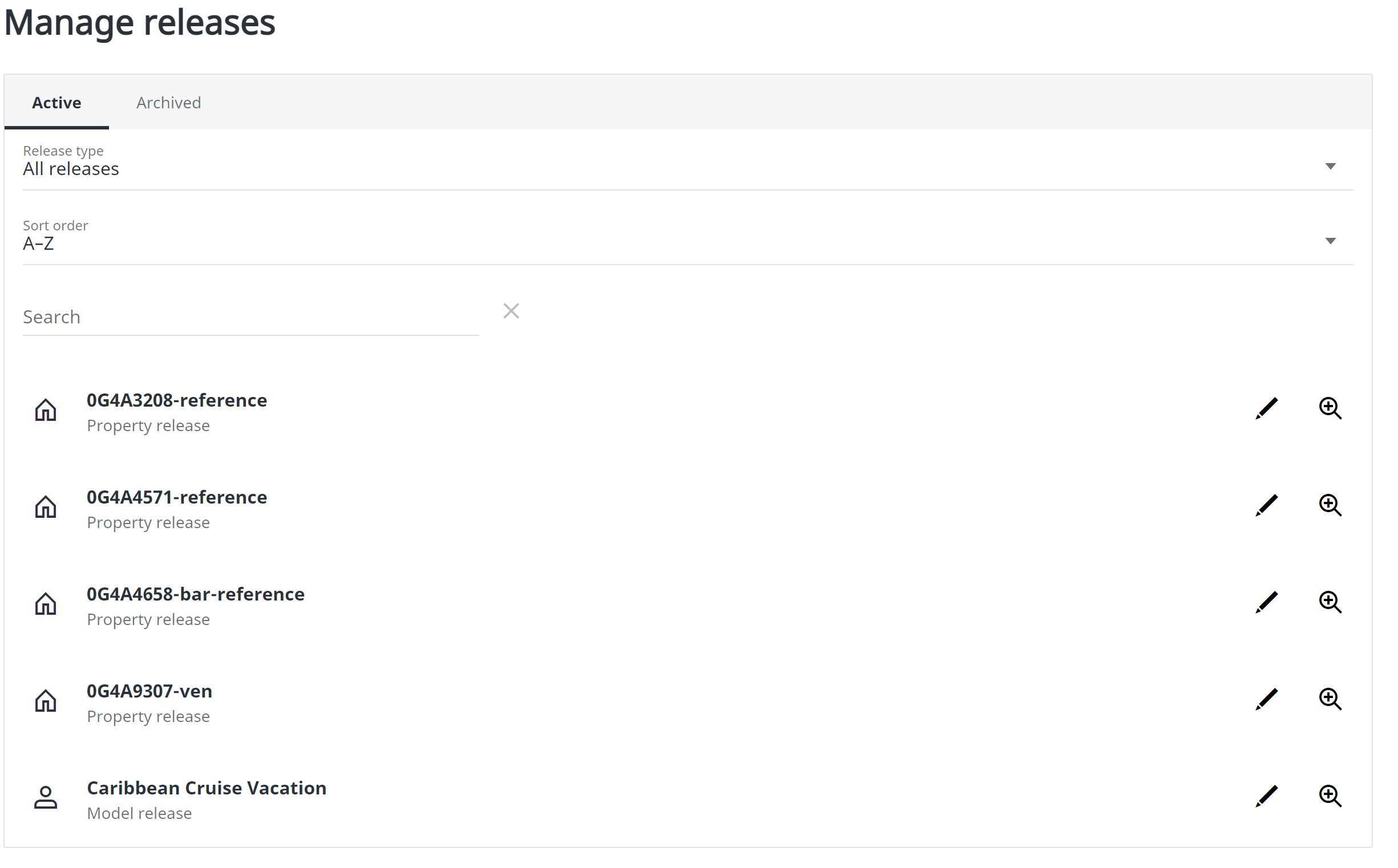 Shutterstock manage releases