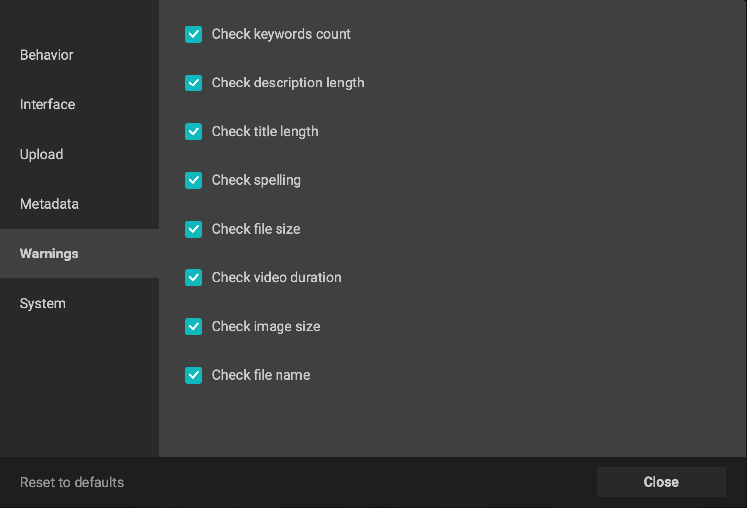 Warnings customization