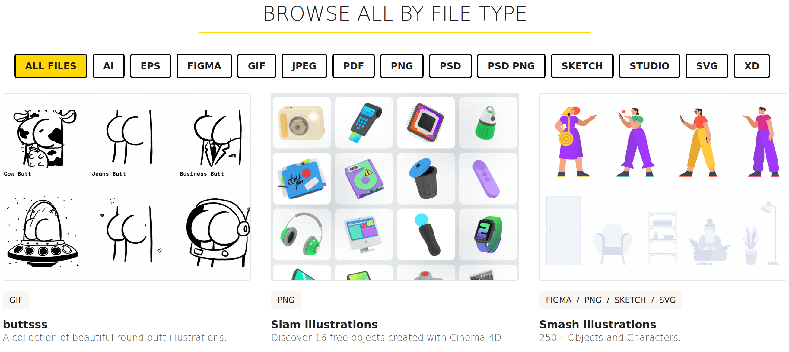 free illustrations website screenshot