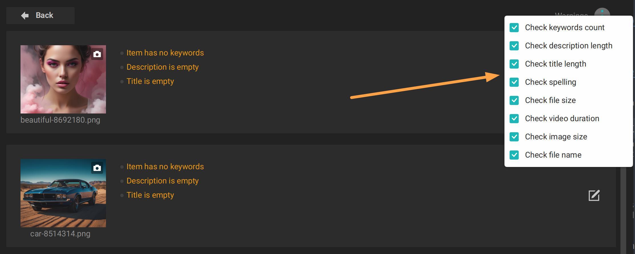 Warnings configuration