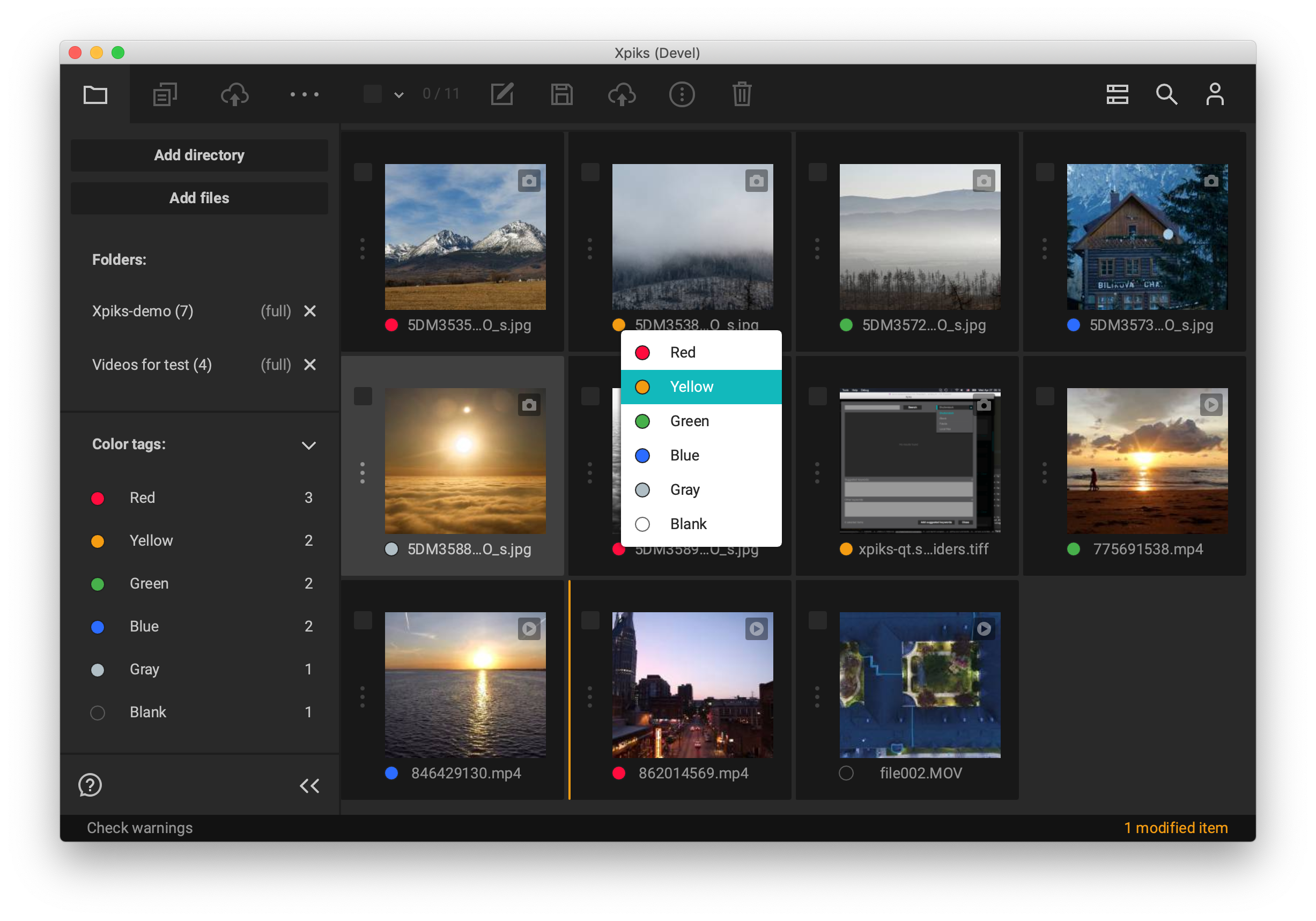 Color tags interface